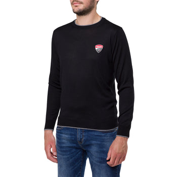 Maglione girocollo nero da uomo con logo gommato sul petto Ducati Corse Asic, Abbigliamento Sport, SKU a721000115, Immagine 0